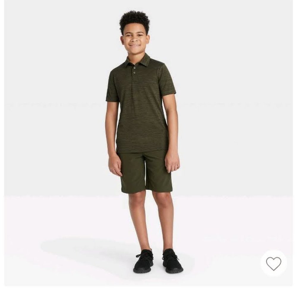 Boys' Golf Polo Shirt- Olive Green XS